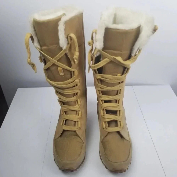 Timberland Grammercy Women's Tan Leather Lace-up Fur Lined Hiking Boots Sz 7.5M - Picture 3 of 16
